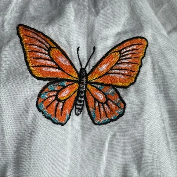 NWT Fanm Mon Larson Butterfly Embroidered Long Sleeve V Neckline Dress Size XL - Picture 10 of 14